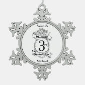 Rozen en wijnstokken Romantic 3rd Wedding Jubileum Tin Sneeuwvlok Ornament (Voorkant)