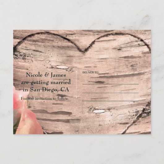 Rozen en wijnstokken roze roze roze roze om de dat aankondigingskaart (Achterkant)