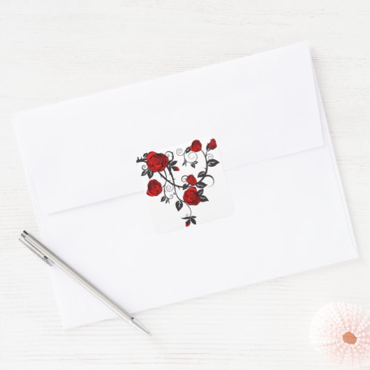 Rozen en wijnstokken vierkante sticker (Envelop)