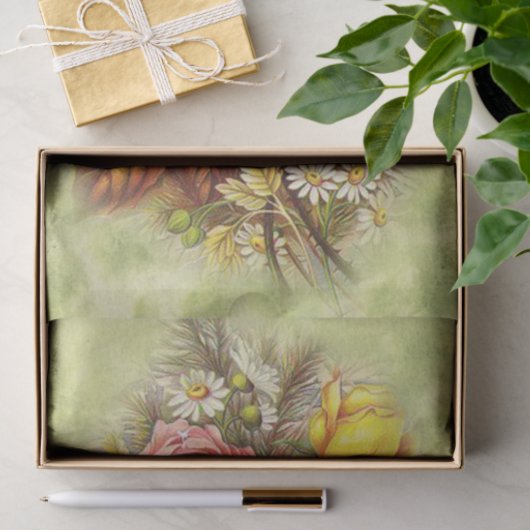 Rozen en wilde bloemen Bouquet Tissuepapier (Geschenk)