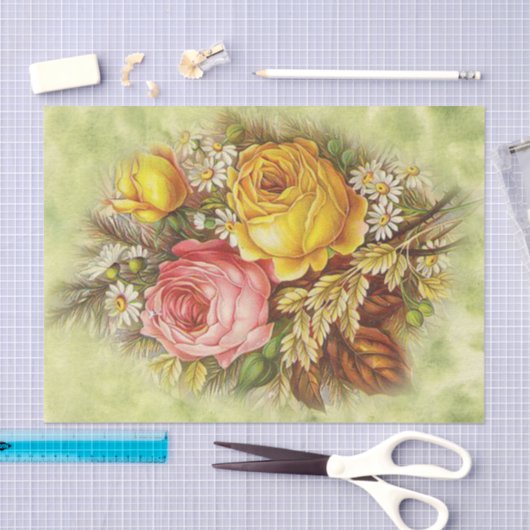 Rozen en wilde bloemen Bouquet Tissuepapier (Craft)
