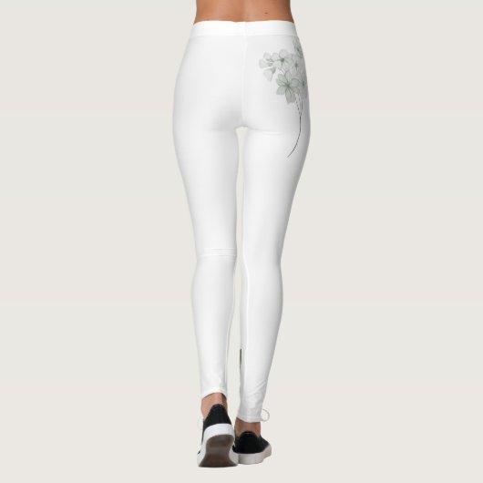Rozen en wilde bloemen op witte Leggings (Achterkant)