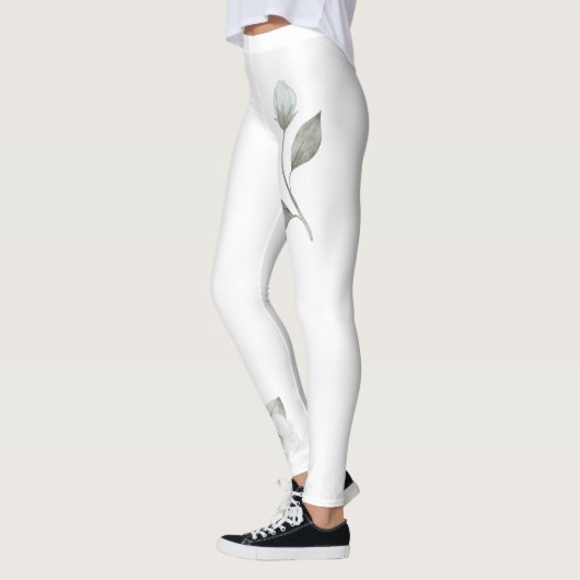 Rozen en wilde bloemen op witte Leggings (Links)