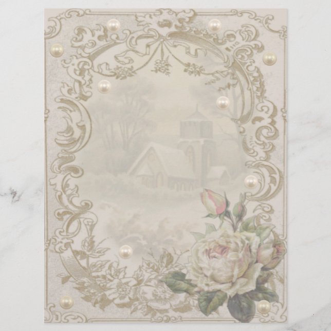 Rozen en winterscène met parels (Voorkant)