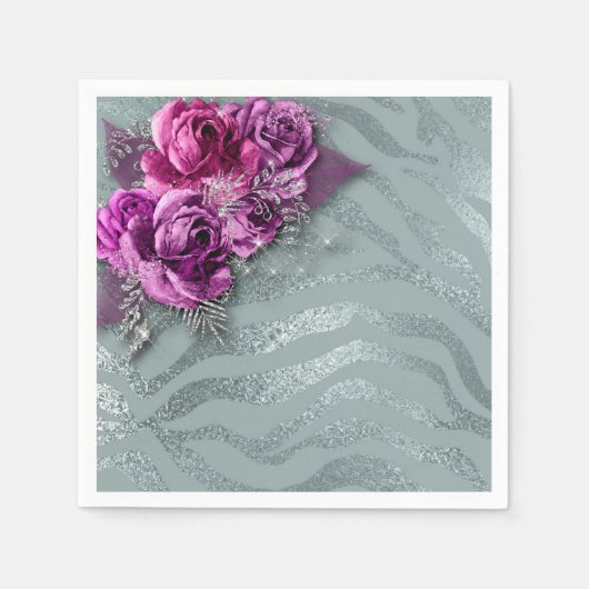 Rozen en Zebrastripes Servet (Voorkant)