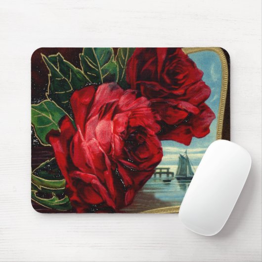 Rozen en zeilboot Muismat (Met muis)