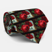  Rozen en zeilboot Stropdas (Opgerold)