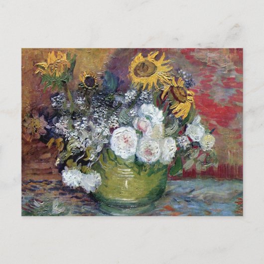 Rozen en zonnebloemen van Van Gogh Briefkaart (Voorkant)