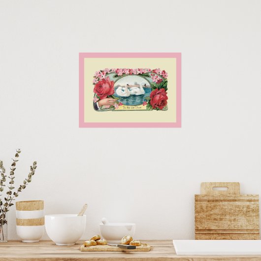 Rozen en zwanen Poster (Keuken)