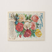 Rozen Ephemera  Retro Gift Legpuzzel (Horizontaal)