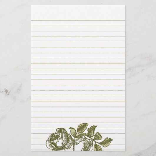 Rozen Etching Gold Lined Stationery Briefpapier (Voorkant)