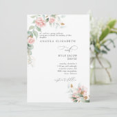 Rozen Eucalyptus Bride ouders bruiloft Kaart (Staand voorkant)