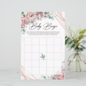 Rozen eucalyptus goud lijst baby bingo (Staand voorkant)