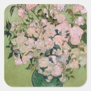 Rozen (F682) Van Gogh Fine Art Vierkante Sticker