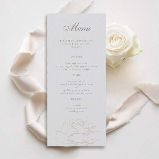 Rozen Faux Embossed Formal Ivory Classic Wedding Menu