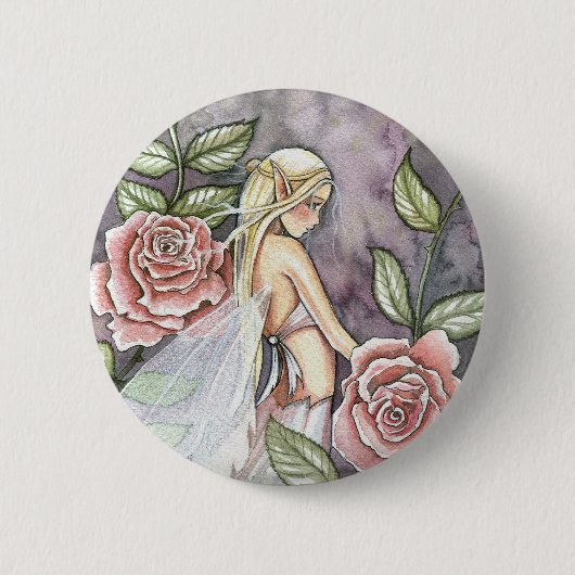 Rozen Fee Speld, Knoop door Molly Harrison Ronde Button 5,7 Cm (Voorkant)