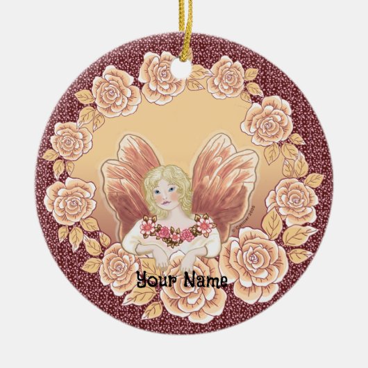 Rozen Feeënring feeënornament Keramisch Ornament (Voorkant)