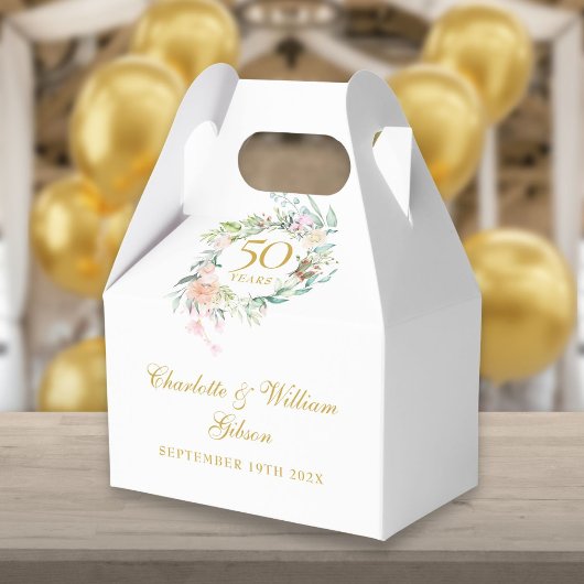 Rozen Floral 50th Golden Wedding Jubileum Bedankdoosjes