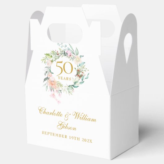 Rozen Floral 50th Golden Wedding Jubileum Bedankdoosjes (Geopend)