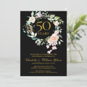 Rozen Floral 50th Golden Wedding Jubileum Kaart (Staand voorkant)