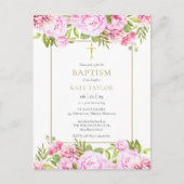 Rozen Floral Baptism Christening Uitnodiging Briefkaart (Voorkant)