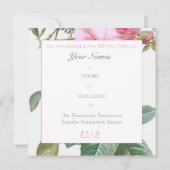  ROZEN FLORAL BIRTHDAY INVITATION KAART (Achterkant)