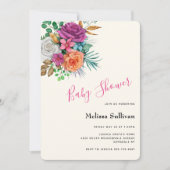 Rozen Floral Bouquet Baby shower Kaart (Voorkant)