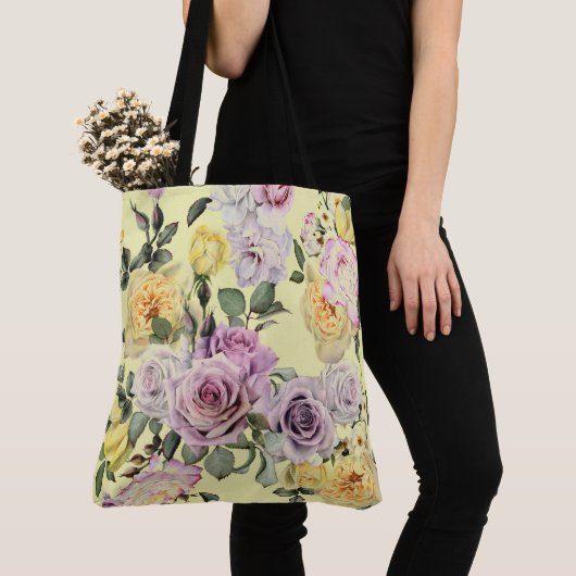 Rozen Floral Canvas tas (Dichtbij)