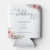 Rozen Floral Elegant Hart Script Bruiloft Blikjeskoeler (Achterkant)