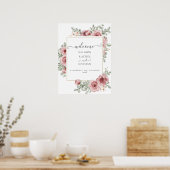 Rozen Floral Elegant Modern Wedding Welkomstbord Poster (Keuken)