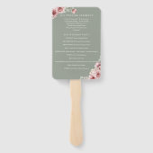 Rozen Floral Elegant Sage Green Wedding Programma Handwaaier (Achterkant)