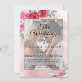 Rozen Floral Elegant Vellum Wedding Invitation Kaart (Voorkant)