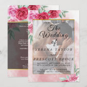 Rozen Floral Elegant Vellum Wedding Invitation Kaart (Voorkant / Achterkant)