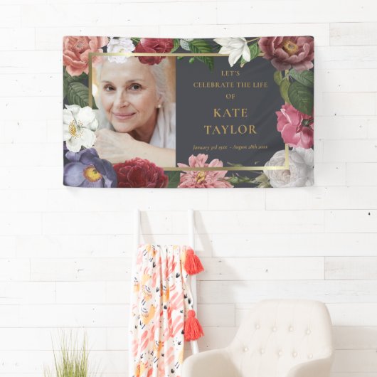 Rozen Floral Funeral Memorial Photo Service Banner (Insitu)