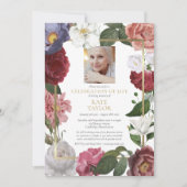 Rozen Floral Funeral Photo Celebration of Life Kaart (Voorkant)