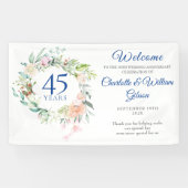 Rozen Floral Garland 45th 65th Jubileum Welkom Spandoek (Horizontaal)
