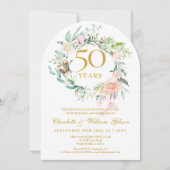 Rozen Floral Garland 50e bruiloft Jubileum Kaart (Voorkant)