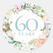 Rozen Floral Garland 60th 75th Wedding Jubileum Ronde Sticker (Voorkant)