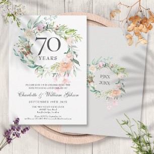 Rozen Floral Garland 70e bruiloft Jubileum Kaart
