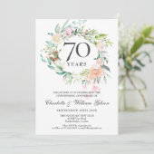 Rozen Floral Garland 70e bruiloft Jubileum Kaart (Staand voorkant)