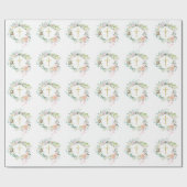 Rozen Floral Garland Christelijk Gold Cross Cadeaupapier (Vlak)