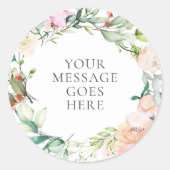 Rozen Floral Garland Elegant Modern Ronde Sticker (Voorkant)