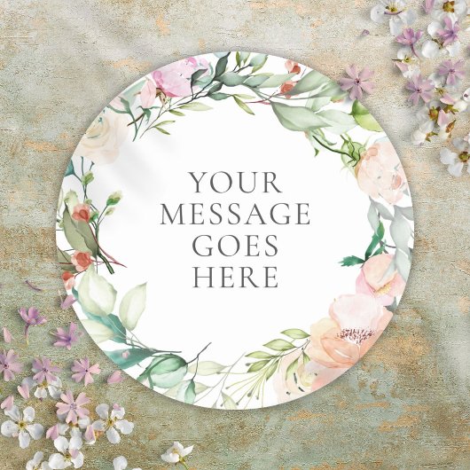 Rozen Floral Garland Elegant Modern Ronde Sticker