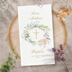 Rozen Floral Garland Gold Baptism Christening Servet