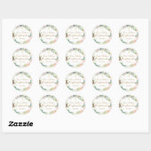 Rozen Floral Garland Gold Script-bevestiging Ronde Sticker (Vel)