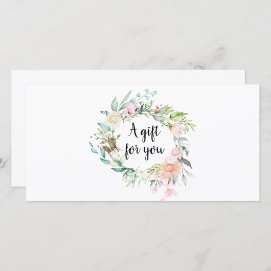 Rozen Floral Garland Script Cadeaubon (Voorkant / Achterkant)