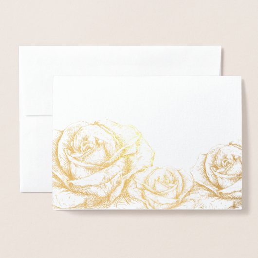  Rozen Floral Gold Decoratief Folie Kaarten (Voorkant met envelop)