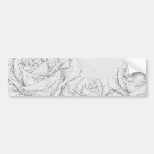 Rozen Floral Gray Decoratief Bumpersticker (Voorkant)
