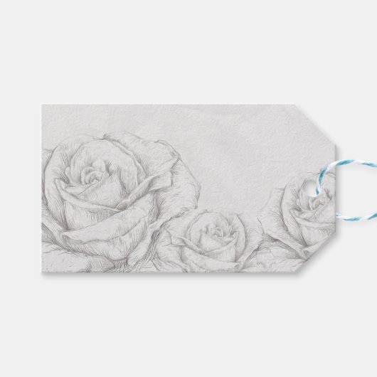  Rozen Floral Gray Decoratief Cadeaulabel (Voorkant (Horizontaal))
