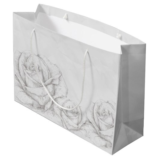  Rozen Floral Gray Decoratief Large Cadeautasje (Achterkant Gekanteld)